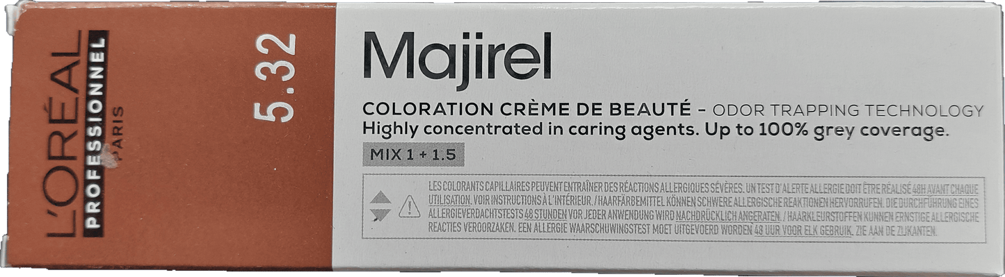 L'oreal Majirel Haarfarbe 5.32 hellbraun gold irisé 60ml by Frisör Schäfer Online Shop.