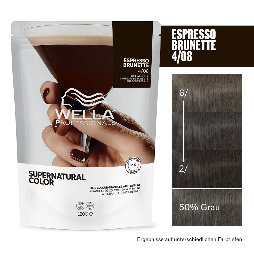 Wella Supernatural Color 4/08 Espresso Brunette 120g by Frisör Schäfer Online Shop.