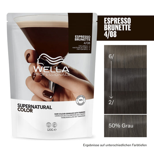 Wella Supernatural Color 4/08 Espresso Brunette 120g by Frisör Schäfer Online Shop.